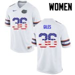 Women's Florida Gators #36 Eddie Giles NCAA Nike White USA Flag Fashion Authentic Stitched College Football Jersey UPW7462CN